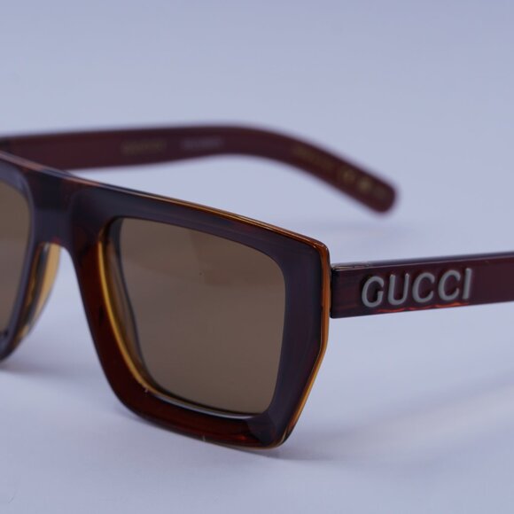 Gucci GG1723S 002 Sunglasses Transparent Brown Square Frame, Brown Lenses - Picture 4 of 12